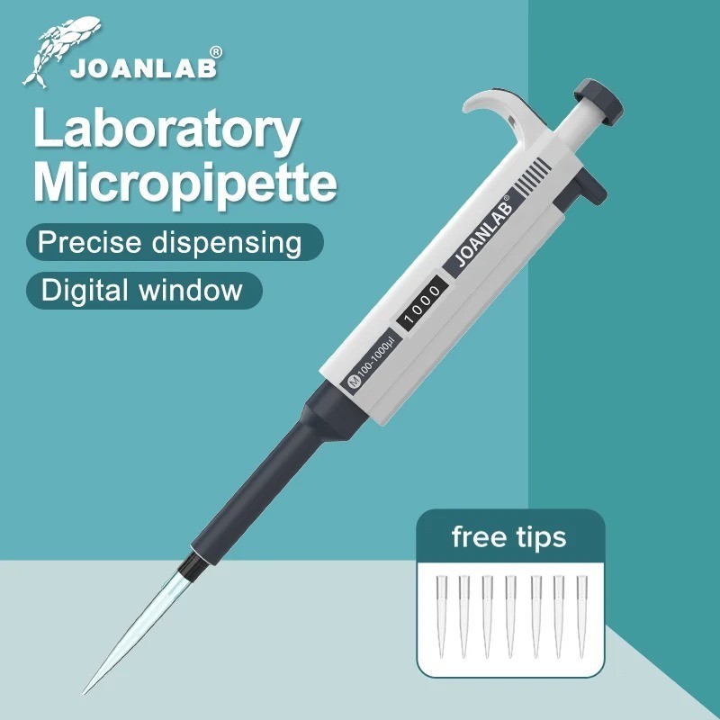 JOANLAB Micropipette Digital Adjustable Lab Pipette w/ Tips Auto Tool