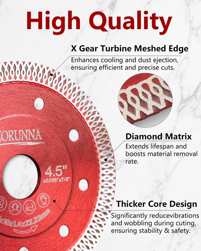 4.5" Diamond Blade for Angle Grinder, Super Thin Tile Saw 4.5", Red