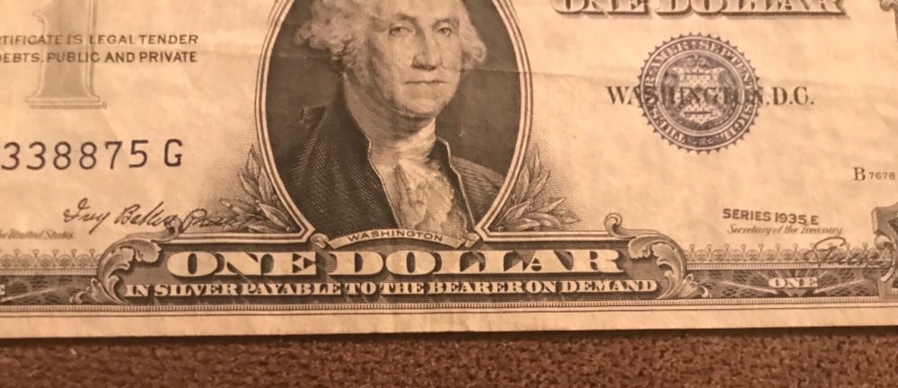 Mint error ,1935 -E  $1 silver certificate, shift third print ,  rare