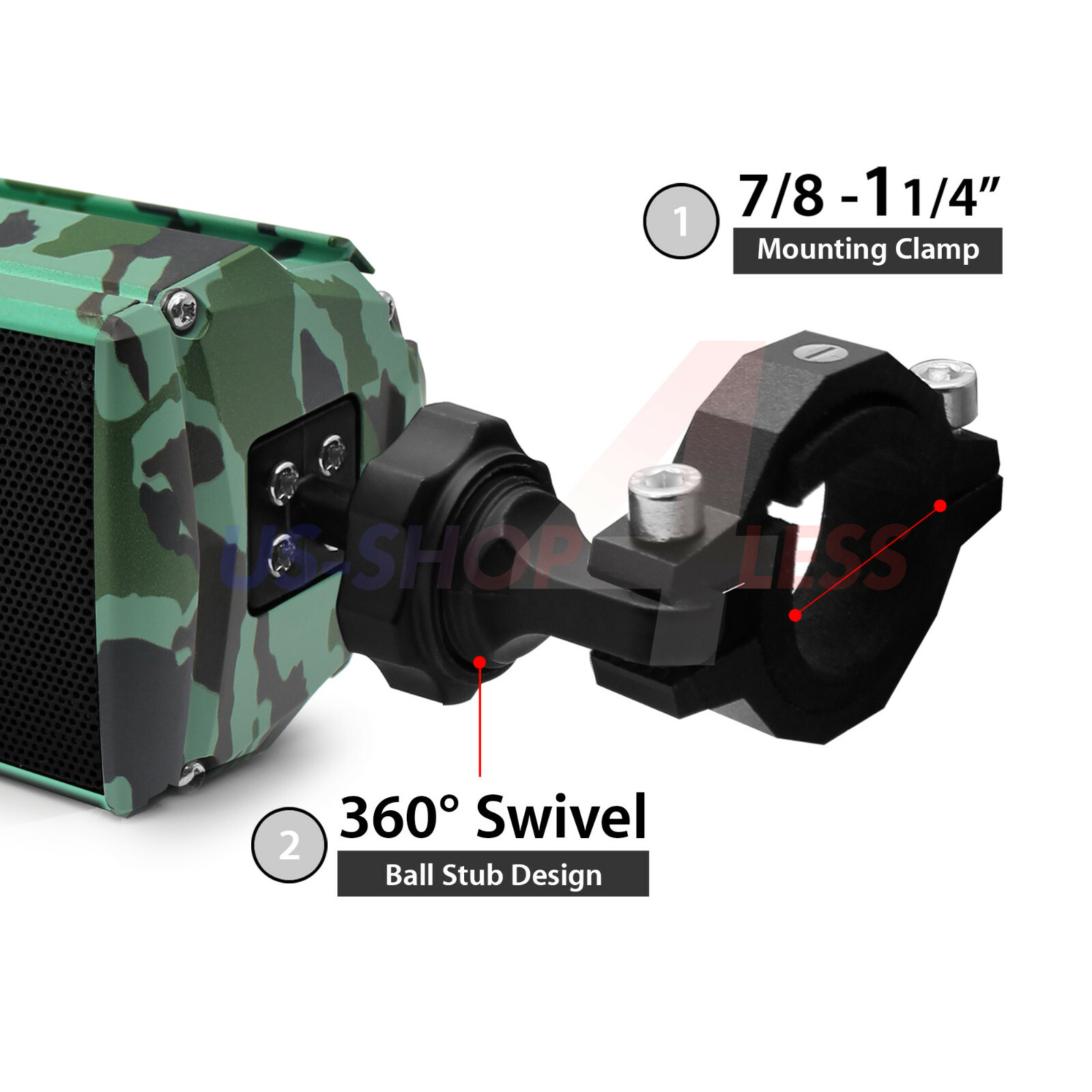 Waterproof Bluetooth Motorcycle Stereo Speakers Soundbar Audio System USB ATV