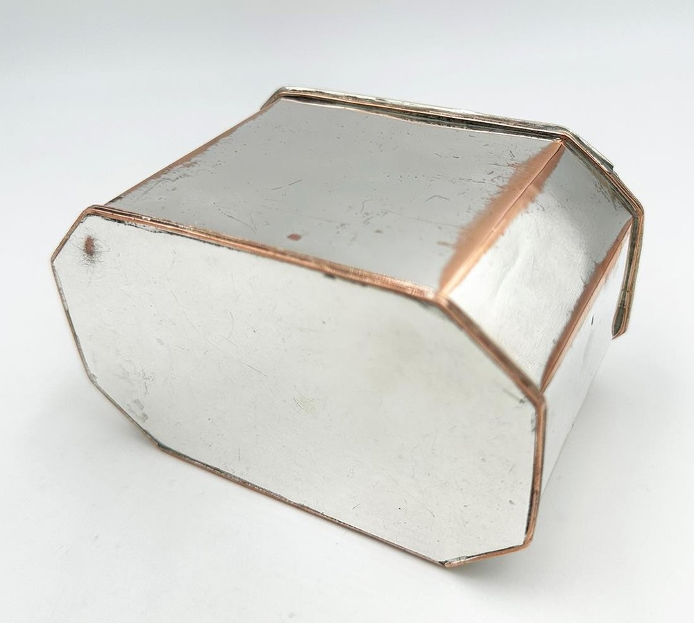 OCTAGONAL GEORGIAN TEA CADDY OLD SHEFFIELD PLATE c1800