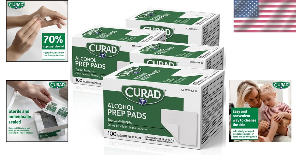 400 Count Individually Wrapped Alcohol Prep Pads - Essential First Aid Wipes