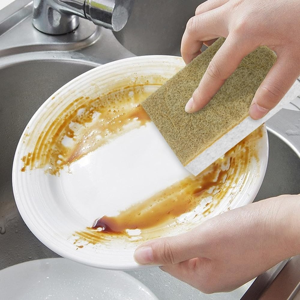 Natural Kitchen Sponge Compostable Kitchen Sponges Cellulose and Coconut Scru...