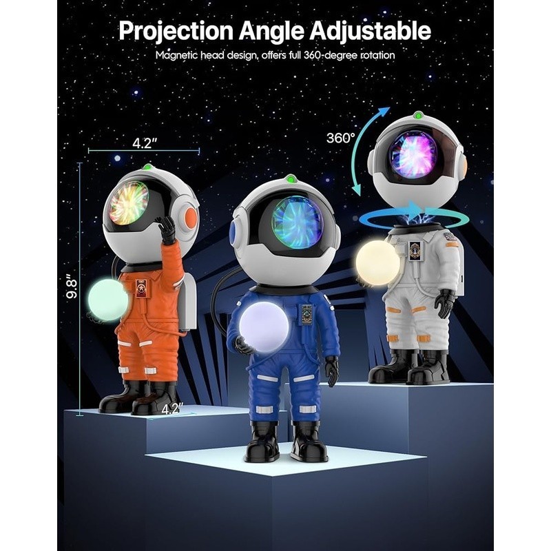 Astronaut Galaxy Projector Night Light 29 Effects Remote Control Auto-Off Timer