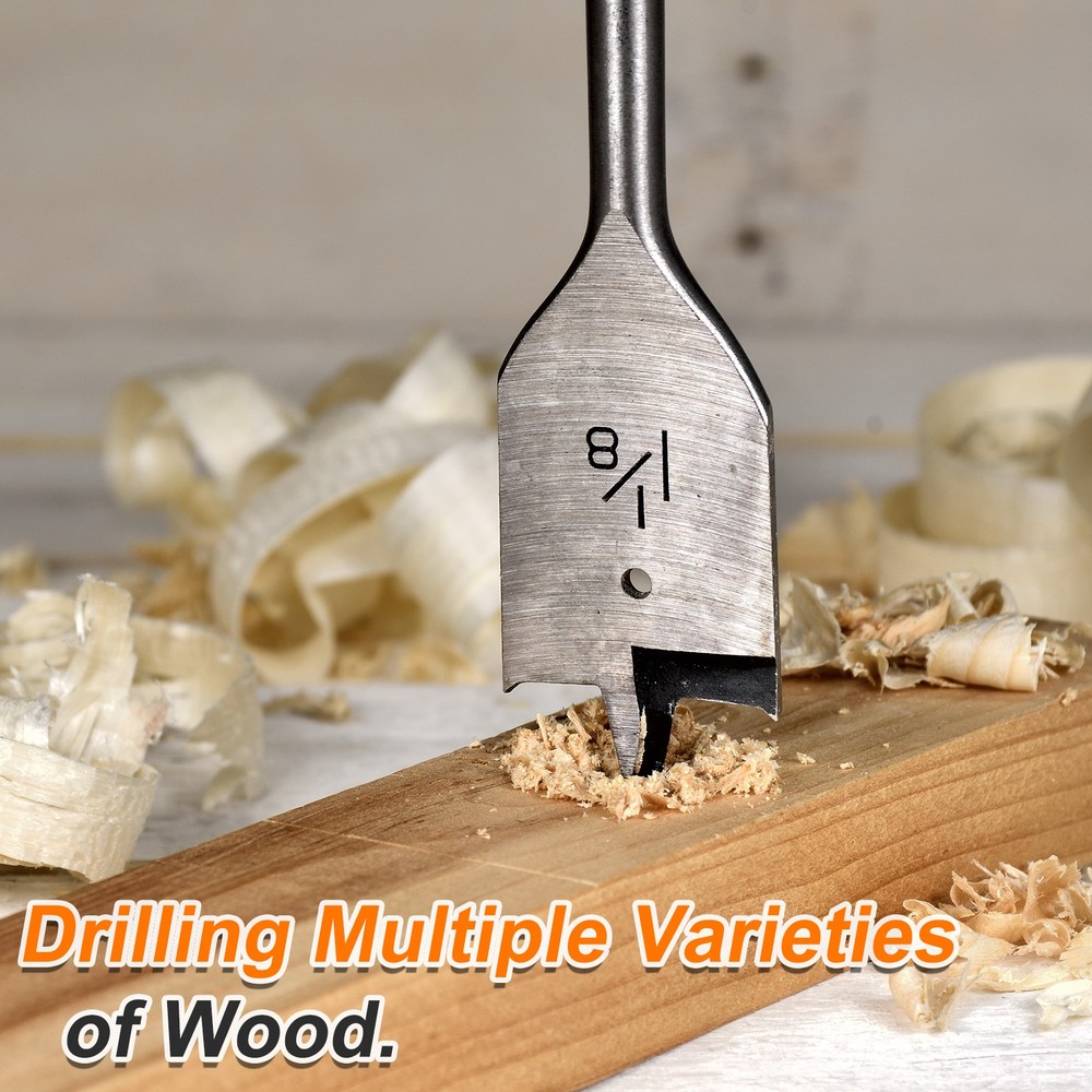 Spade Drill Bit 9/16" Paddle Flat Bits Wood Hole Cutter Silver Tone