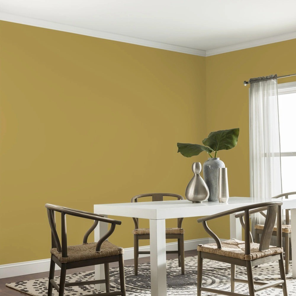 Interior Paint, 1 Gallon, Yellow Eggshell Finish, Premium Coverage, Easy