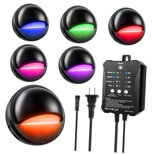 RGB Low Voltage LED Deck Lights Kit with Transformer Timer and RGBW-6pcs