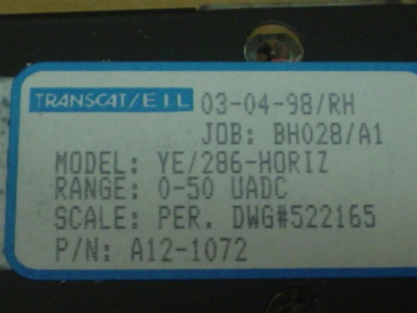 Transcat EIL 0-50 UADC Panel Meter YE/286-HORIZ