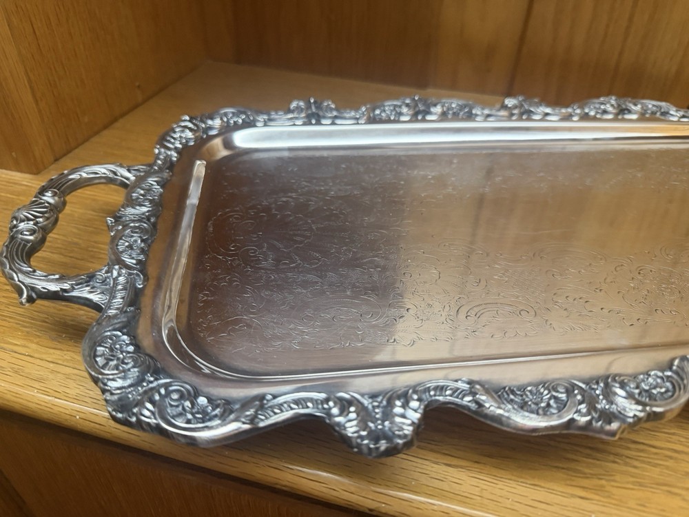 Poole Silverplate On Copper Old English Serving Footed Rectangular Tray 5031.