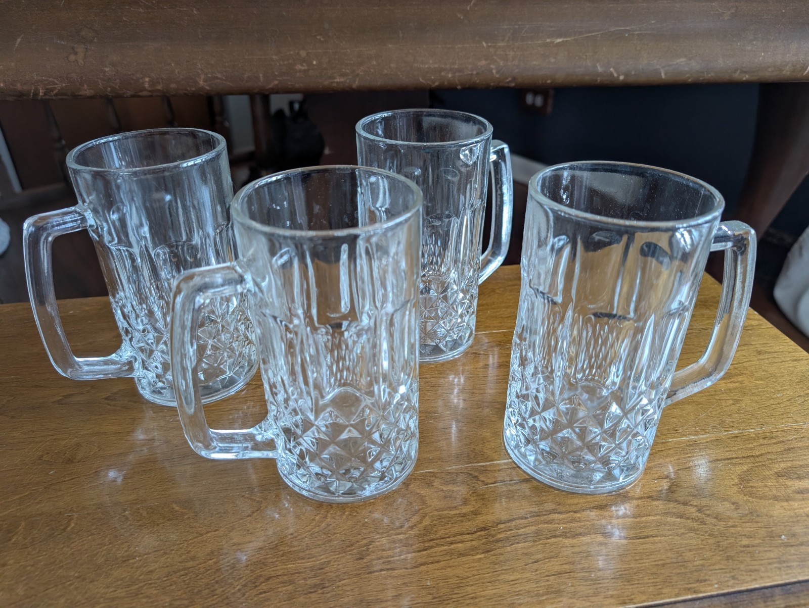 Heavy Glass Beer Steins KIG Indonesia vintage set of four
