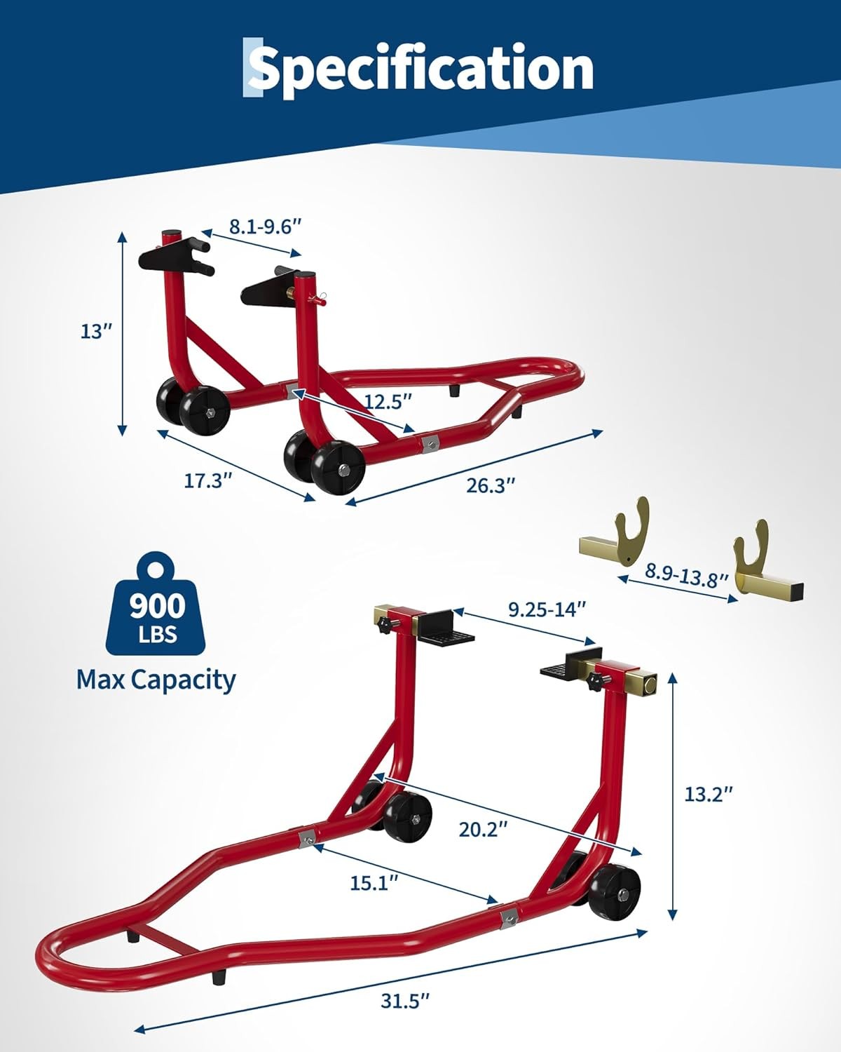 900lbs Motorcycle Front & Rear Stand Lift Spoolift Paddock Swingarm Bike Support