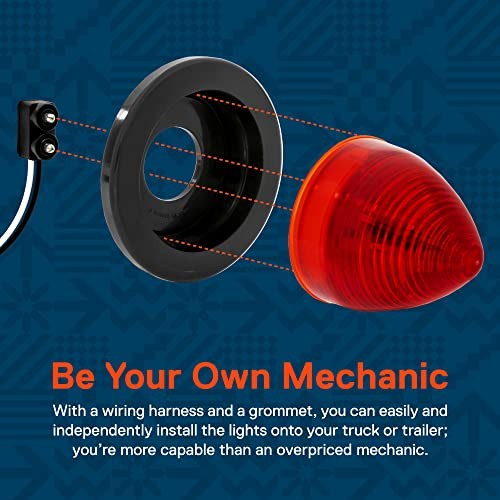 TRUE MODS 4pc 2.5" Round Beehive LED Boat Trailer Marker Light [DOT 4 Pack Red