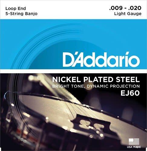 D'Addario EJ60 Banjo Nickel Light 9-20 String Set