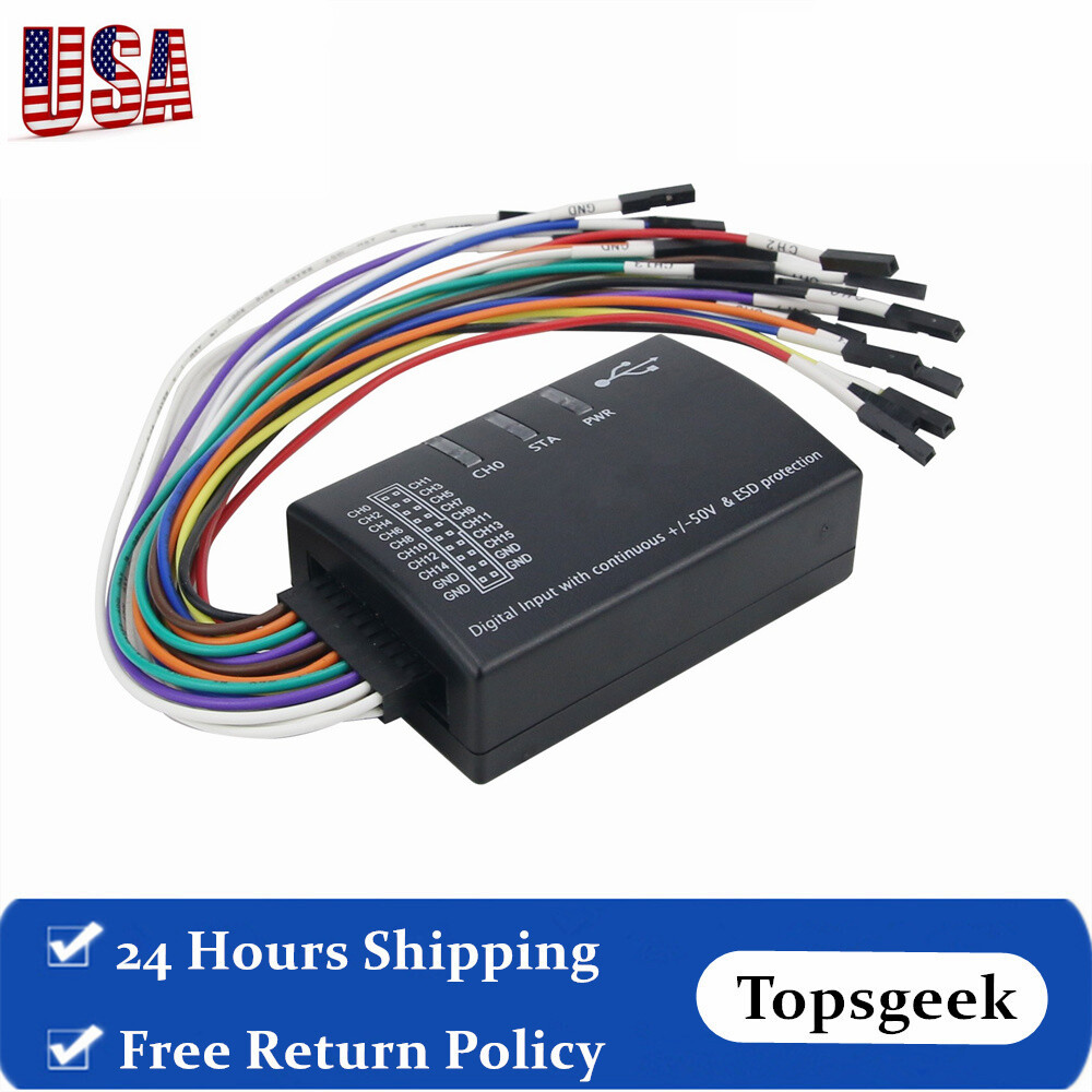 Mini 16 Logic Analyzer USB 100M Max Sample Rate 1.1.34 Support 1.2.10 Software