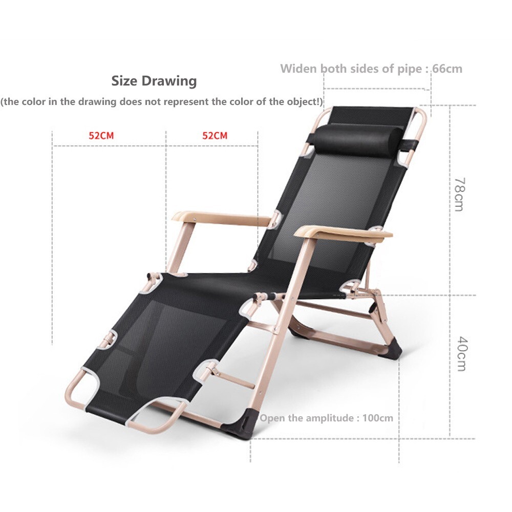200kg (441lbs) Portable Single Folding Bed Deck Chair Adjustable Multi-function