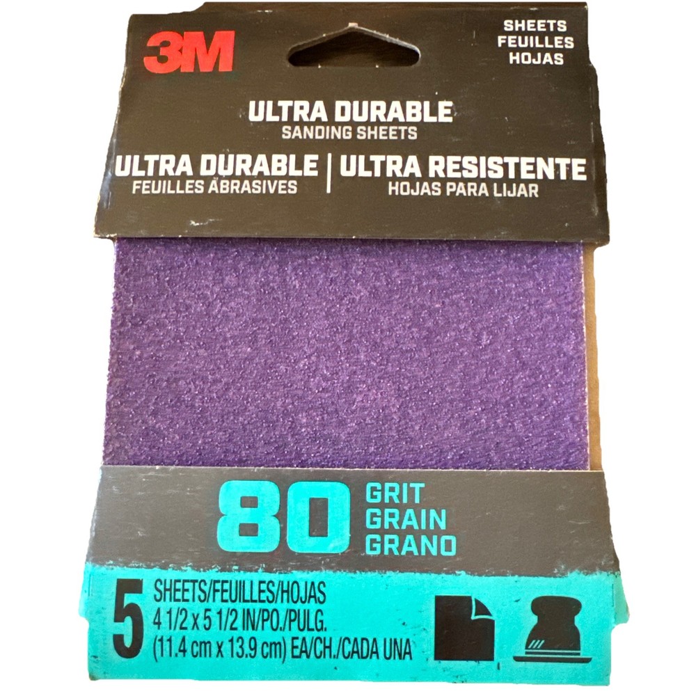 3M Ultra Durable Sanding Sheets 80 Grit Grain 5 Sheets For Belt Grinder