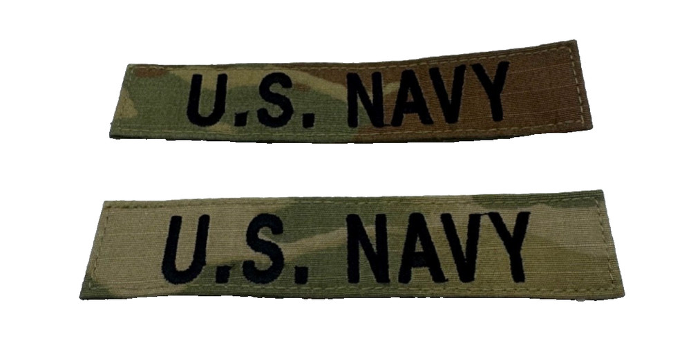 2 ea. USN US Navy Embroidered Nametape Multicam Camo Hook & Loop Patch