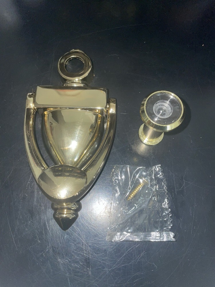 Solid Brass Door Knocker with 180 Degree Viewer Peep Hole
