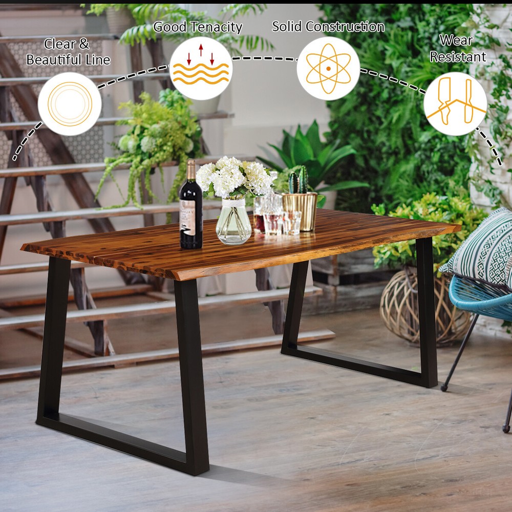 Rectangular Acacia Wood Dining Table Rustic Indoor &Outdoor Garden Home