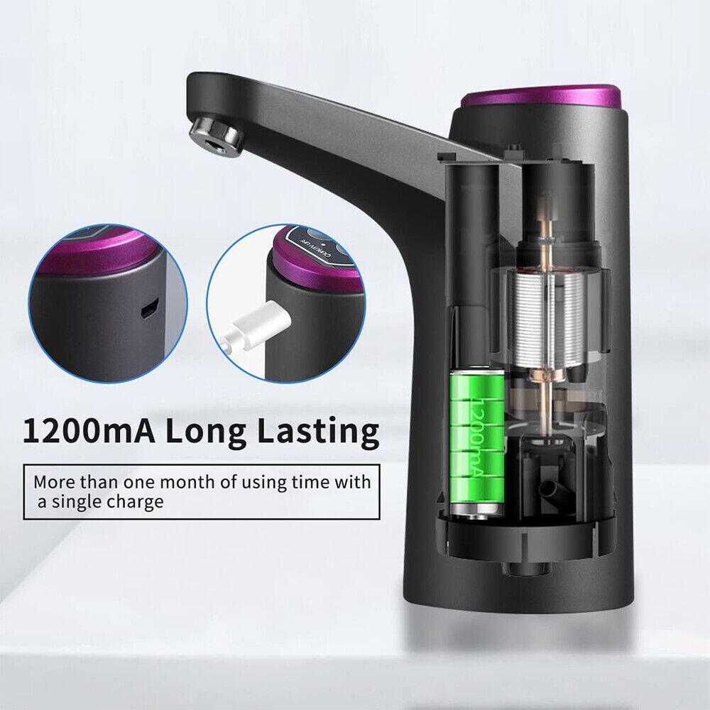 Universal Water Bottle Switch Pump Electric Automatic 2-5 Gallon 1200mAh USB