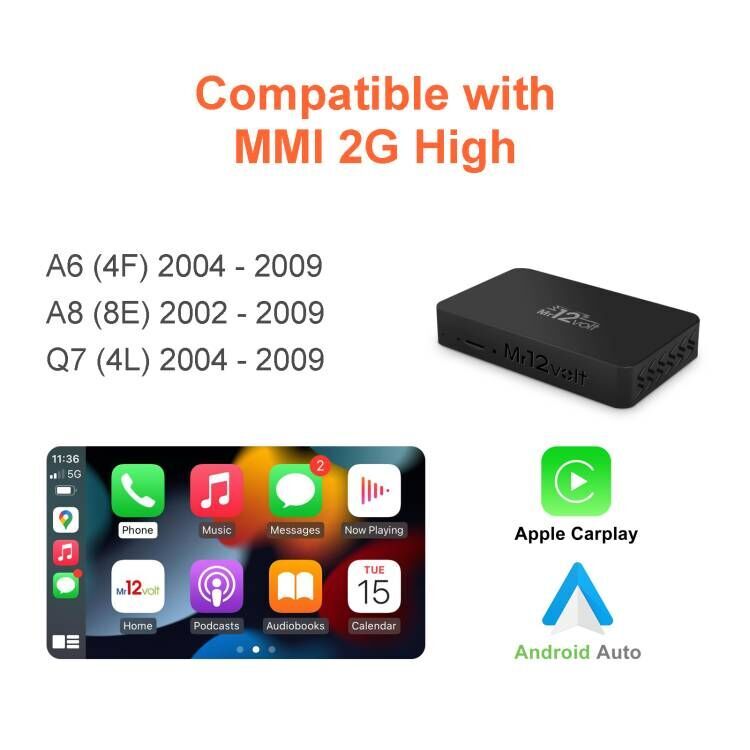 Wireless CarPlay&Android Auto Retrofit Interface Fits Audi A6 A8 Q7 MMI 2G High