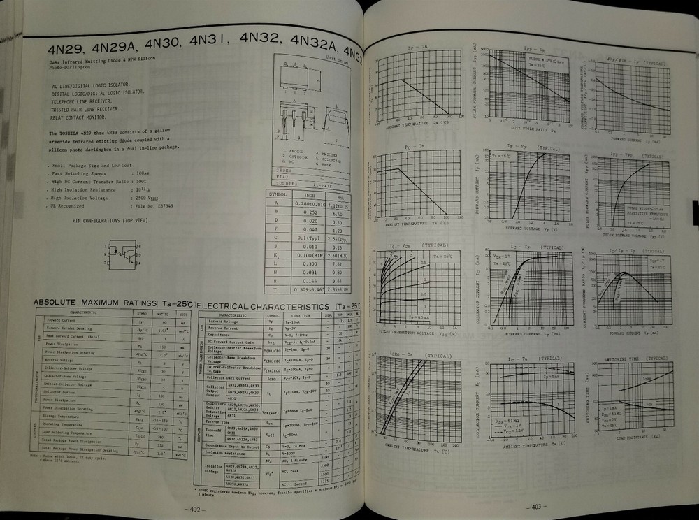 USED 1985 Toshiba Optoectronic Semiconductor Databook
