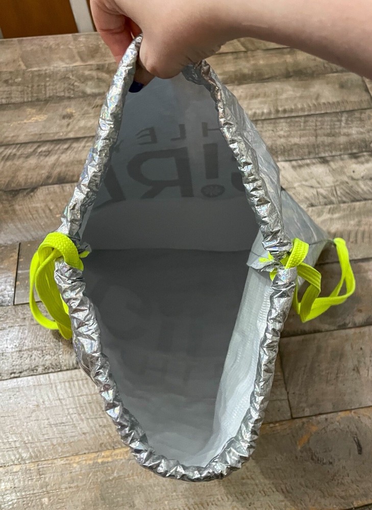 Athleta Girl Bag Holographic Silver Drawstring Backpack