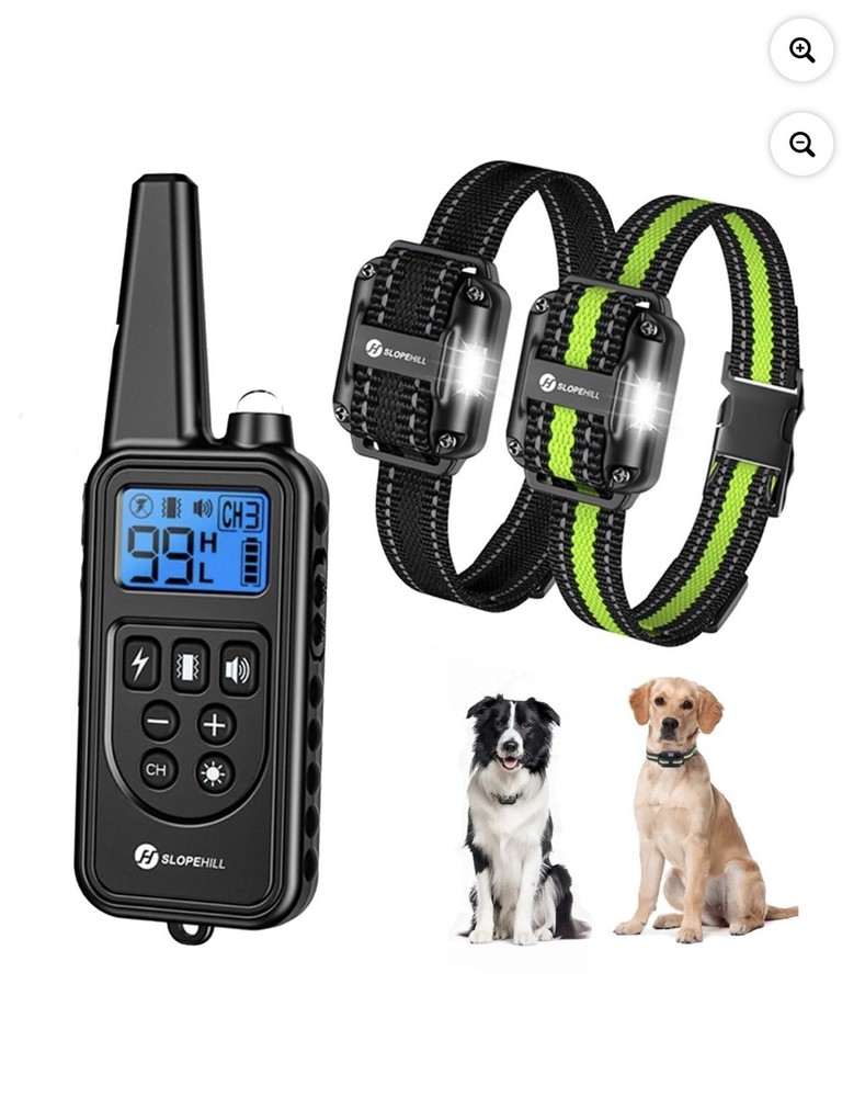 Slopehill Dog Training Collar with Remote Control 2 Collars LED Light Waterproof