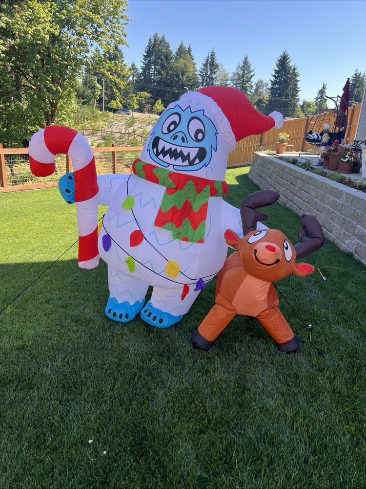 6 Ft Abominable Snowman Plus Rudolph Airblown