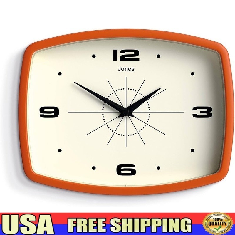 Compact Retro Wall Clock Battery Powered Quartz Modern Design Home & Kitchen New