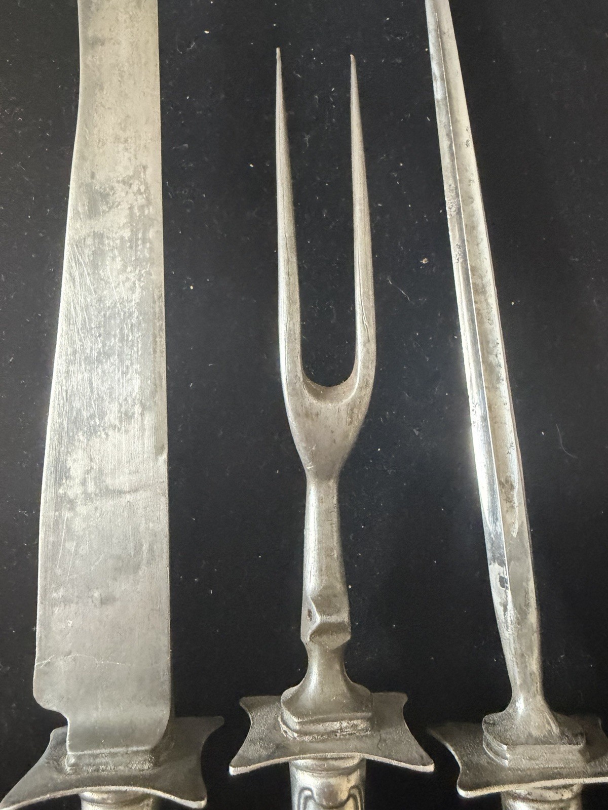 Sterling Silver Carving Knife Fork And Honer Antique Victorian Sandringham ?