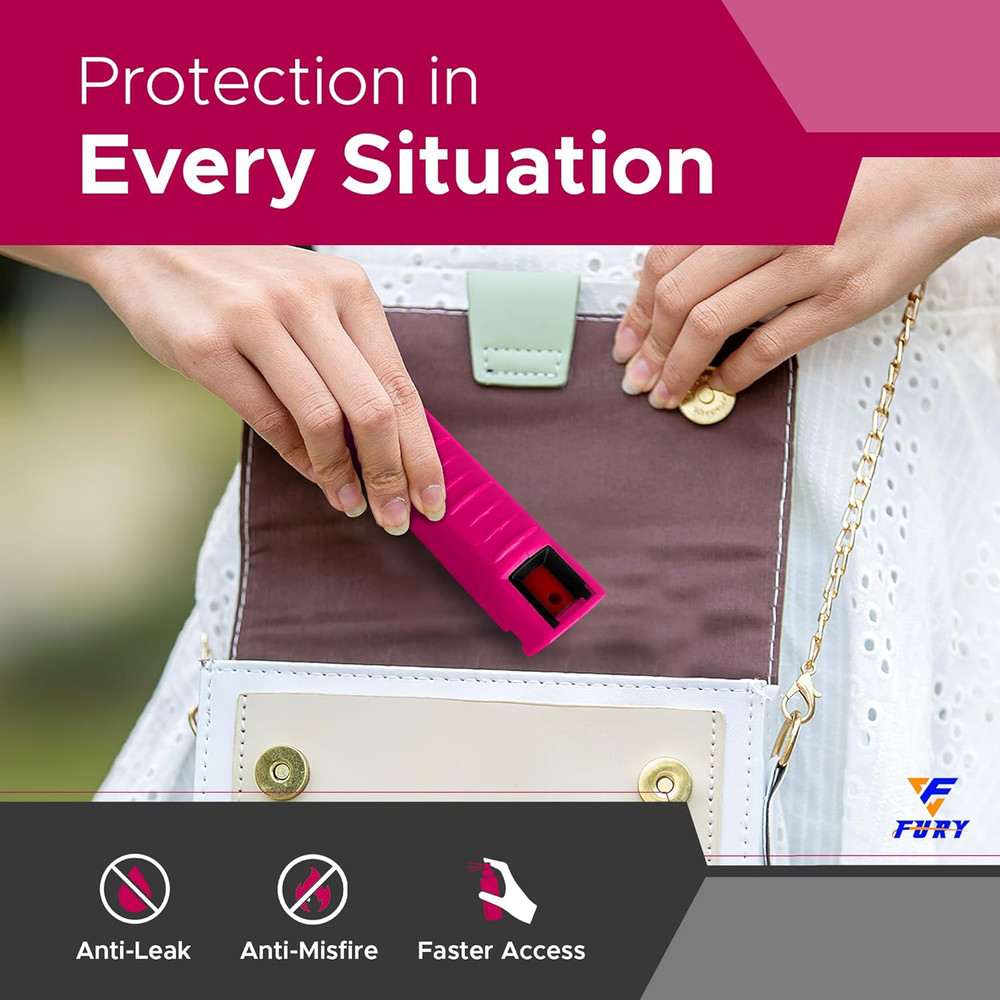 Hardshell Pepper Spray - 12Ft Range, Max Strength, UV Dye Identifier, Anti-Leak