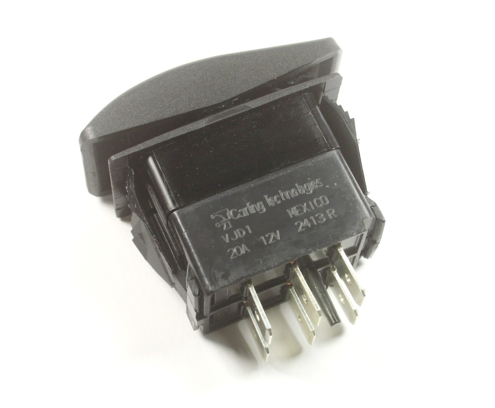 Carling Rocker Switch DPDT, 20A@12VDC, ON-OFF-ON Maintained, 6 Blades CSA UL VDE