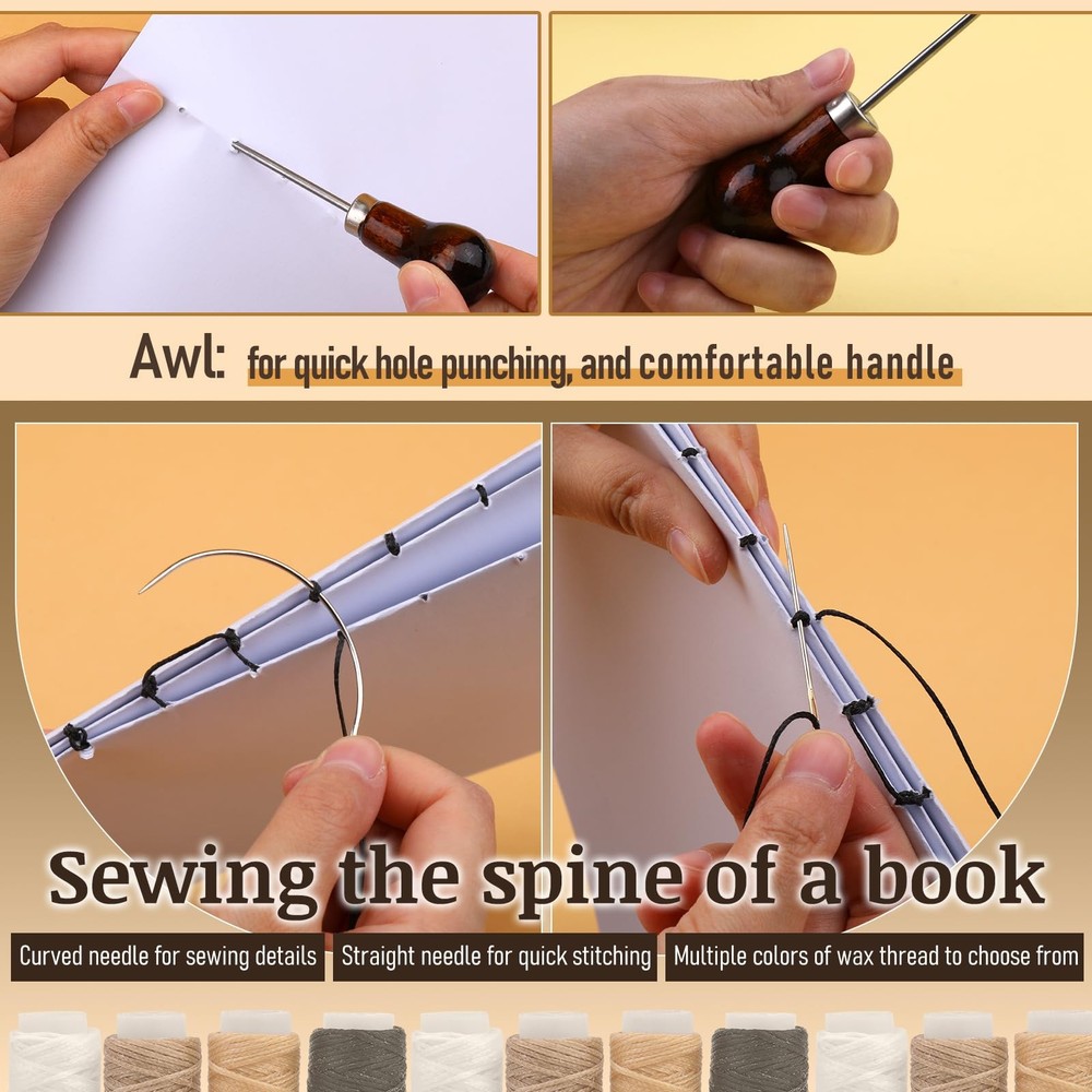 33 Pcs Book Binding Kits 4 Pcs Bone Folder Paper Creaser Paper Folding Tool B...