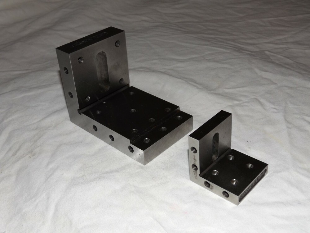 2 Angle Blocks with Threaded Holes Precision Machinist Hardened Angle Plates