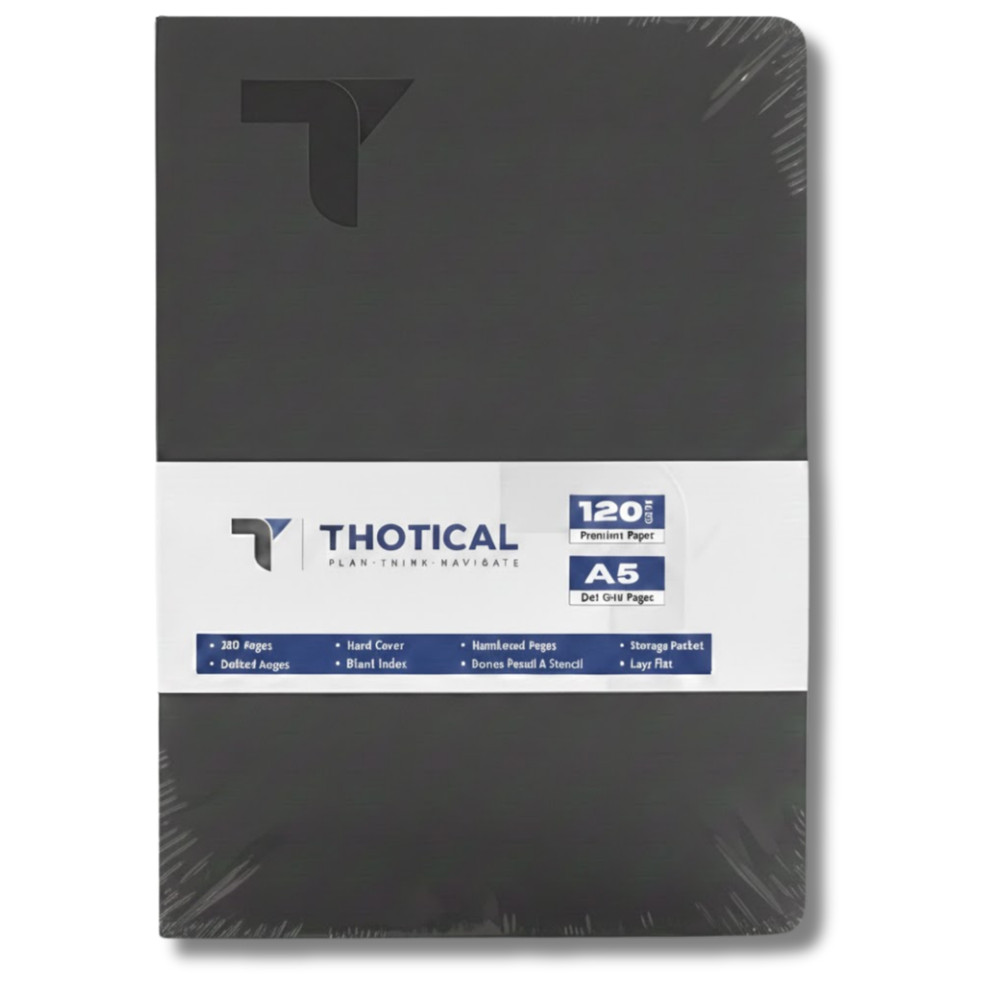 Thotical A5 Dot Grid Journal Hard Cover, Dark Gray - 192 Pages