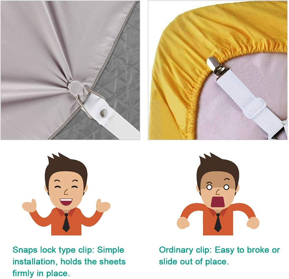 Bed Sheet Holder Straps- Adjustable Fitted Sheet Clips Bed Sheet Fastener