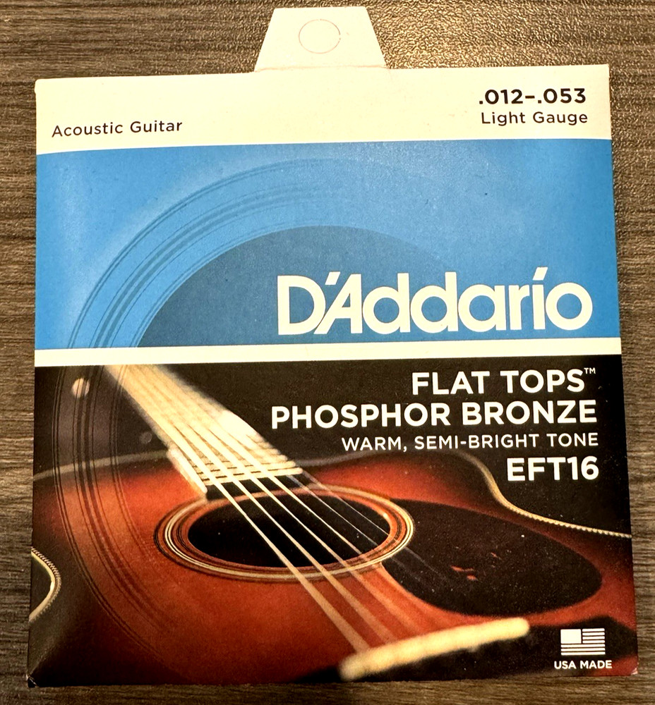 D'Addario EFT16 Flat Tops 12-53 Phosphor Bronze Light Acoustic Guitar Strings