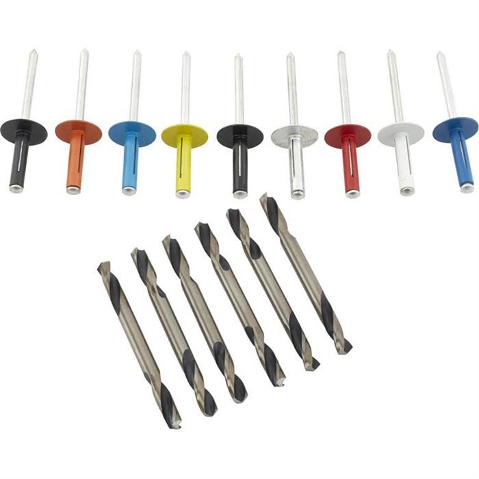 Exploding Rivets w/Double End Drill Bits 3/16 Aluminum Large Head