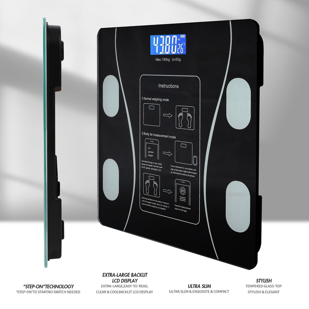 Digital Body Weight Scale with Backlit Display High Precision Bluetooth FatScale