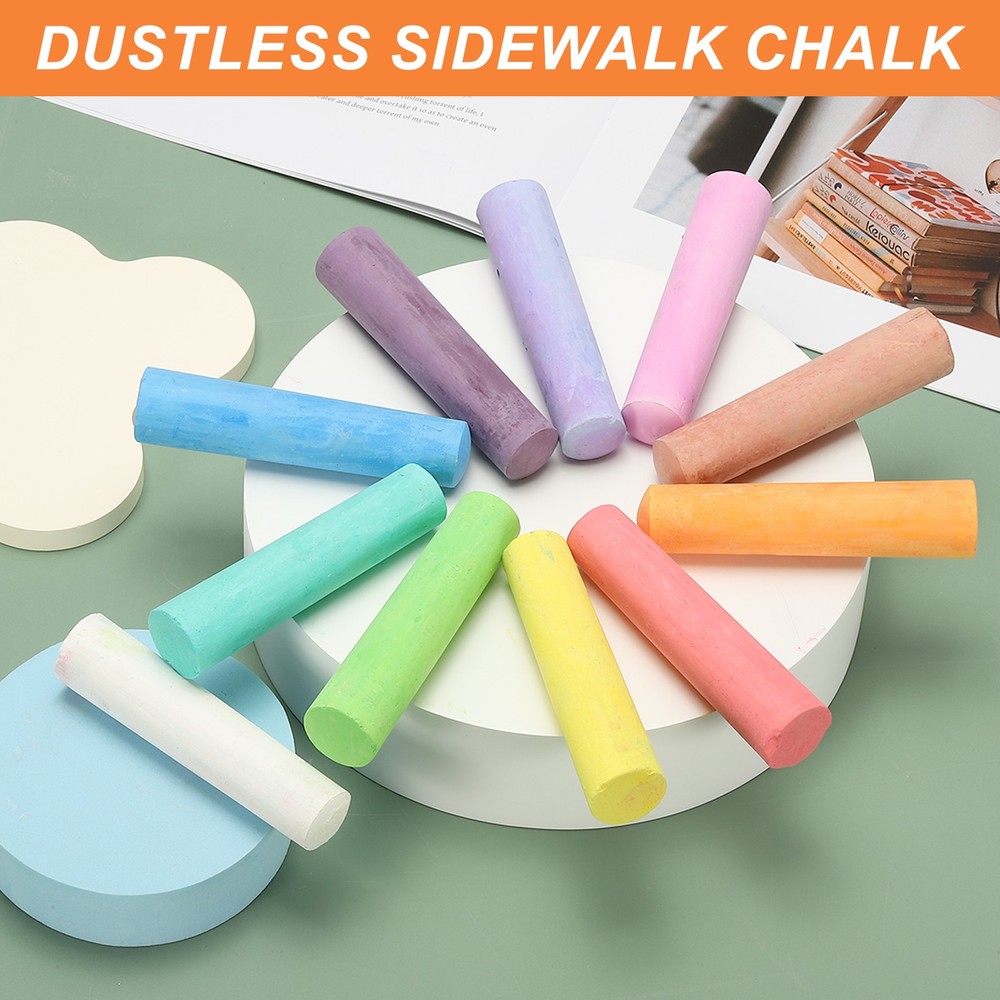 5 PCS Dustless Chalk, Orange Sidewalk Chalk Large Solid Huge for Outdoor