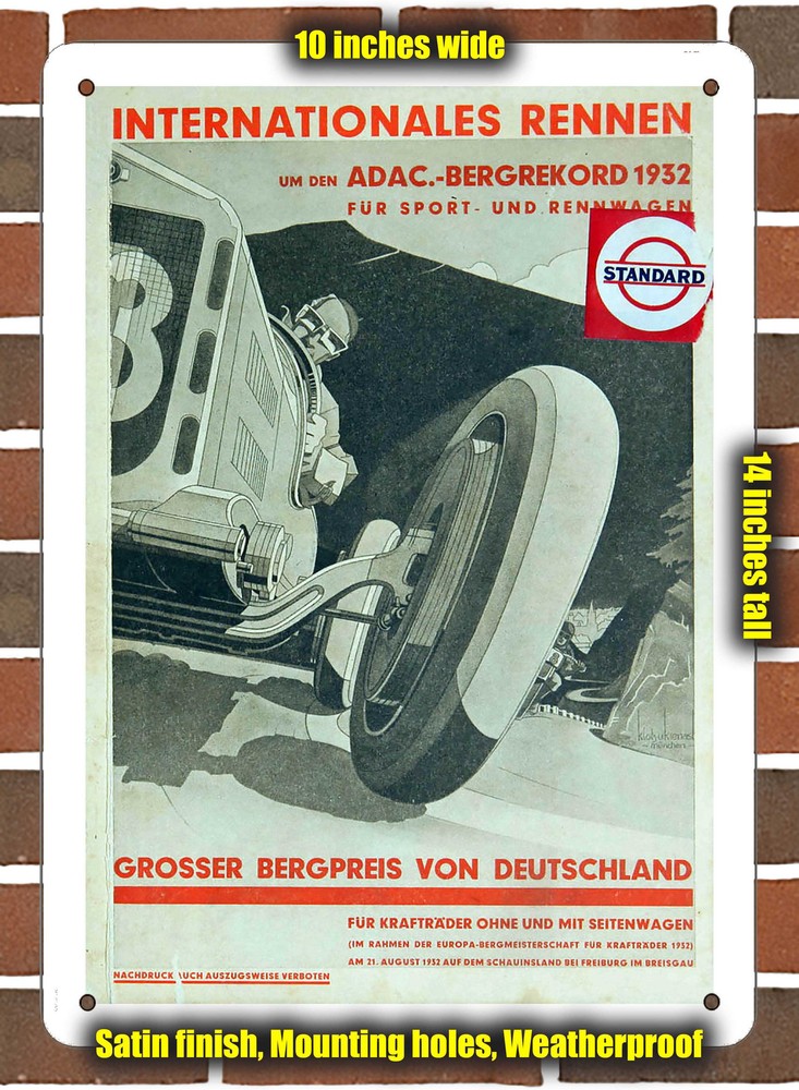 Metal Sign - 1932 Freiburg Hill Climb Racing Program - 10x14 inches