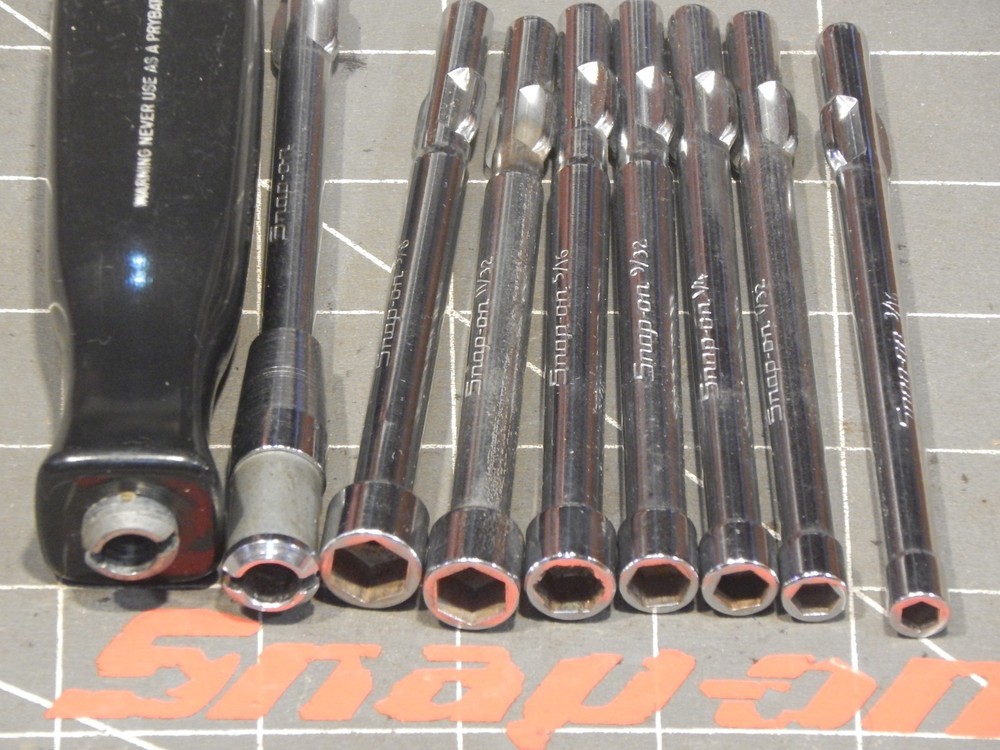 NICE Snap On 9Pc Interchangeable Blade Nut Driver Nutdriver Set 3/16" 3/8" NDI90