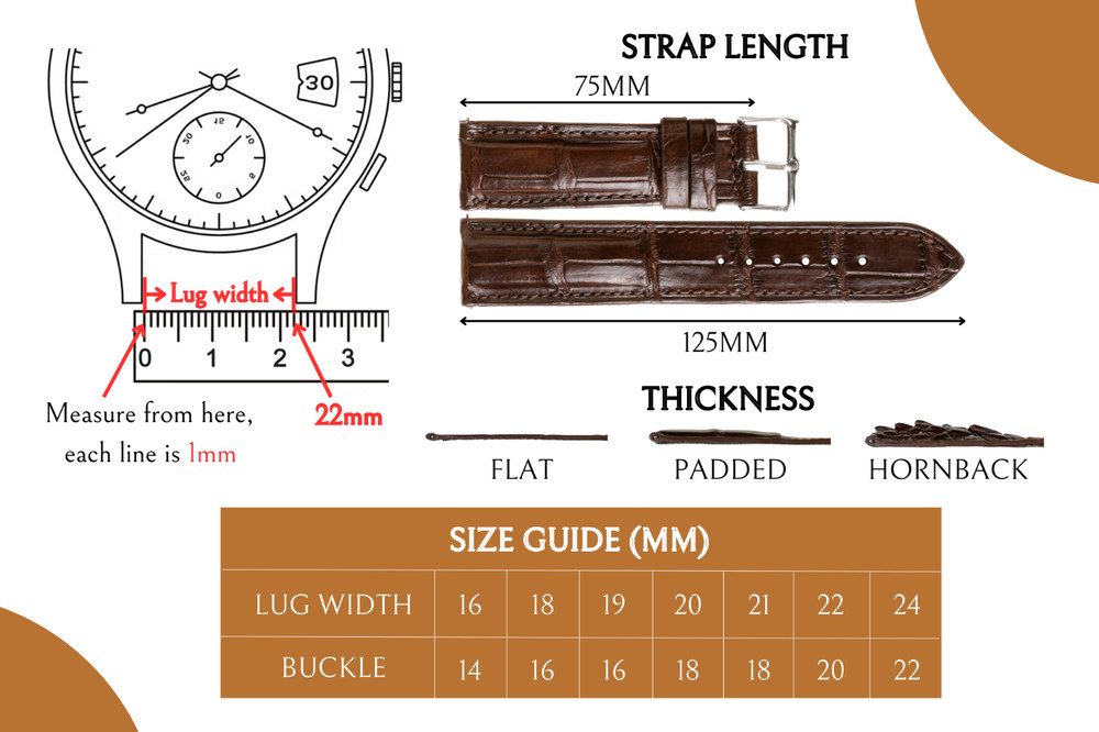 20mm/18mm Gray Quick Release Hornback Leather Watch Strap