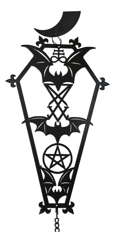 Macabre From The Crypt Vampire Coffin Moon Bats Spiral Wall Hanging Decoration