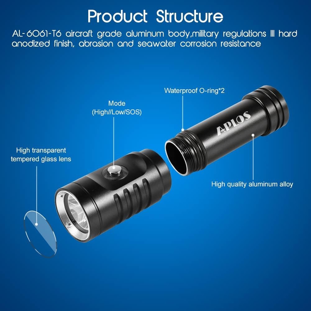 APLOS AP01 1050 Lumen Diving Flashlight/Multiple Applications