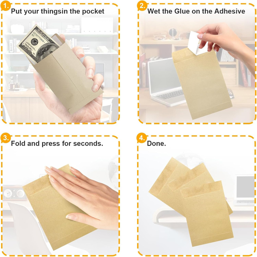 100 Pack Small Seed Saving Envelopes Bulk Blank Paper Coin Packets 3.23"×4.53"