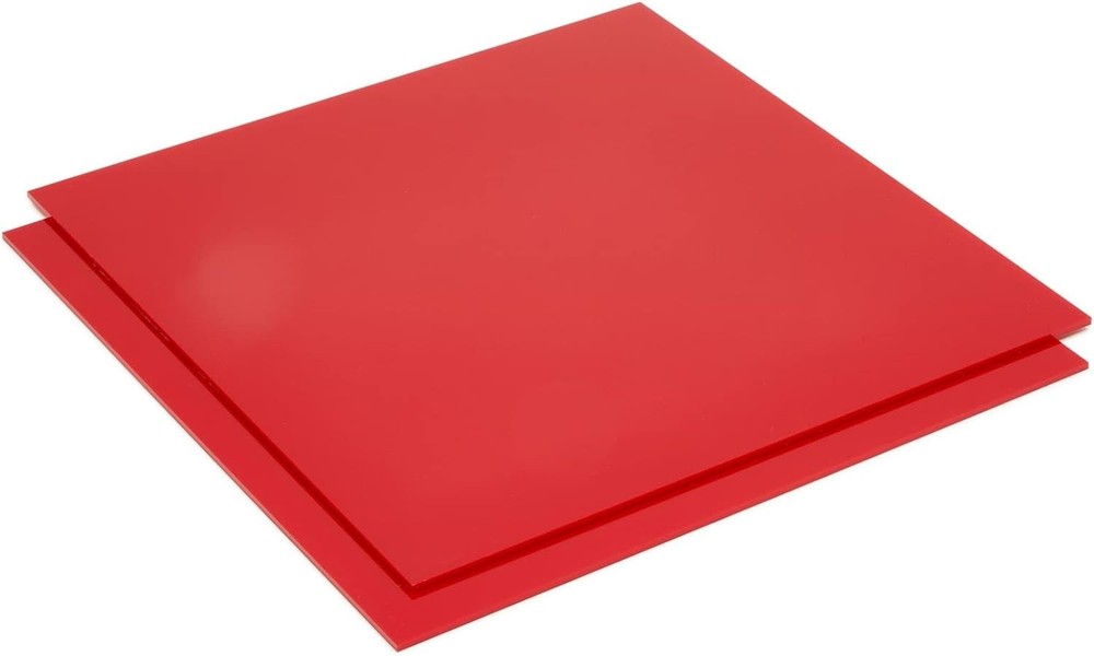 Red Acrylic Square Sheets 11.75"x11.75" - 2-Pack for DIY Crafts
