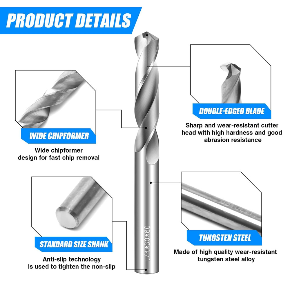 1/8" Drill Bits Solid Carbide Drill Bits, Tungsten Carbide Drill Bit Set, Metal