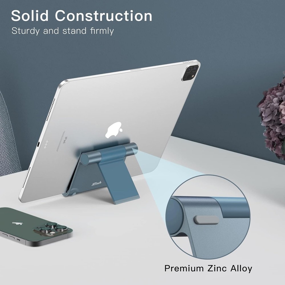 JETech Tablet Stand, Adjustable Portable Desktop Holder, Foldable Dock Grey